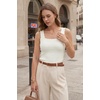 image:imageArachampCloz Womens Wool Blend Slim Fit Business Casual Square Neck Sleeveless Sweater Tank Tops SummerWhite