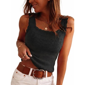 image:imageArachampCloz Womens Wool Blend Slim Fit Business Casual Square Neck Sleeveless Sweater Tank Tops SummerBlack