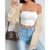 image:imageArachampCloz Womens Wool Blend Bolero Shrug Spring Fashion Cropped Cardigans 2026Apricot