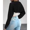 image:imageArachampCloz Womens Wool Blend Bolero Shrug Spring Fashion Cropped Cardigans 2026Black