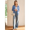 image:imageArachampCloz Womens Wool Blend Lightweight Business Casual Cardigan Sweaters TopsLake Blue