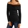 image:imageArachampCloz Womens Wool Blend Slim Fit Off The Shoulder Fall Sweater 2025Black