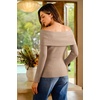 image:imageArachampCloz Womens Wool Blend Slim Fit Off The Shoulder Fall Sweater 2025Khaki