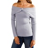 image:imageArachampCloz Womens Wool Blend Slim Fit Off The Shoulder Fall Sweater 2025Light Gray