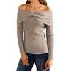 image:imageArachampCloz Womens Wool Blend Slim Fit Off The Shoulder Fall Sweater 2025Oatmeal Coffee