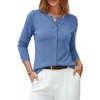 image:imageArachampCloz Womens Wool Blend Lightweight Business Casual Cardigan Sweaters TopsLake Blue