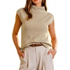 image:imageArachampCloz Womens Wool Blend Mock Neck Business Casual Sleeveless Turtleneck Sweater Vest 2026Khaki