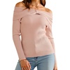 image:imageArachampCloz Womens Wool Blend Slim Fit Off The Shoulder Fall Sweater 2025Pale Pink