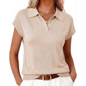 image:imageArachampCloz Womens Wool Blend Cap Sleeves Business Casual Summer Tops Sweater Vest Polo Shirts 2026Apricot