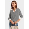 image:imageArachampCloz Womens 100 Cotton Polo V Neck Striped Short Sleeve Summer Casual Pullover Sweaters 2026Ablack