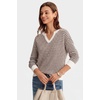image:imageArachampCloz Womens 100 Cotton Polo V Neck Striped Short Sleeve Summer Casual Pullover Sweaters 2026Abrown