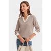 image:imageArachampCloz Womens 100 Cotton Polo V Neck Striped Short Sleeve Summer Casual Pullover Sweaters 2026Acaramel