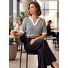 image:imageArachampCloz Womens 100 Cotton Polo V Neck Striped Short Sleeve Summer Casual Pullover Sweaters 2026Black