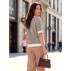 image:imageArachampCloz Womens 100 Cotton Polo V Neck Striped Short Sleeve Summer Casual Pullover Sweaters 2026Brown
