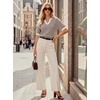 image:imageArachampCloz Womens 100 Cotton Polo V Neck Striped Short Sleeve Summer Casual Pullover Sweaters 2026Brown
