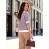 image:imageArachampCloz Womens 100 Cotton Polo V Neck Striped Short Sleeve Summer Casual Pullover Sweaters 2026Dark Red