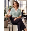 image:imageArachampCloz Womens 100 Cotton Polo V Neck Striped Short Sleeve Summer Casual Pullover Sweaters 2026Green
