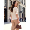 image:imageArachampCloz Womens 100 Cotton Polo V Neck Striped Short Sleeve Summer Casual Pullover Sweaters 2026Khaki