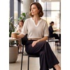 image:imageArachampCloz Womens 100 Cotton Polo V Neck Striped Short Sleeve Summer Casual Pullover Sweaters 2026Khaki