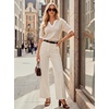 image:imageArachampCloz Womens 100 Cotton Polo V Neck Striped Short Sleeve Summer Casual Pullover Sweaters 2026Khaki