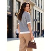 image:imageArachampCloz Womens 100 Cotton Polo V Neck Striped Short Sleeve Summer Casual Pullover Sweaters 2026Navy