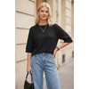 image:imageArachampCloz Womens Cashmere Wool Elbow Sleeve Sweater Relaxed Fit Work Tops Summer 2026Black