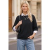 image:imageArachampCloz Womens Cashmere Wool Elbow Sleeve Sweater Relaxed Fit Work Tops Summer 2026Black