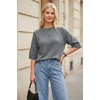 image:imageArachampCloz Womens Cashmere Wool Elbow Sleeve Sweater Relaxed Fit Work Tops Summer 2026Grey