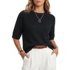 image:imageArachampCloz Womens Cashmere Wool Elbow Sleeve Sweater Relaxed Fit Work Tops Summer 2026Black
