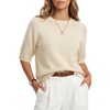 image:imageArachampCloz Womens Cashmere Wool Elbow Sleeve Sweater Relaxed Fit Work Tops Summer 2026Cream