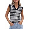 image:imageArachampCloz Womens Wool Blend Knit V Neck Sleeveless Casual Sweater Vest TopBlack
