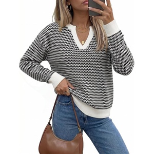 image:imageArachampCloz Womens 100 Cotton Polo V Neck Striped Short Sleeve Summer Casual Pullover Sweaters 2026Ablack