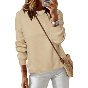 image:imageArachampCloz Womens 100 Cotton Relaxed Fit Sweaters Spring Fall Casual Cozy Tops 2026Khaki