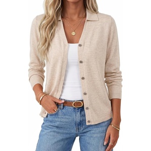 image:imageArachampCloz Womens Wool Blend Collared Neck Business Casual Cardigan 2026Beige
