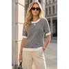 image:imageArachampCloz Womens Classic Knit Striped Summer Work Crewneck Sweater TopsBlack
