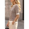 image:imageArachampCloz Womens Classic Knit Striped Summer Work Crewneck Sweater TopsBrown