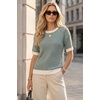 image:imageArachampCloz Womens Classic Knit Striped Summer Work Crewneck Sweater TopsGreen
