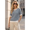 image:imageArachampCloz Womens Classic Knit Striped Summer Work Crewneck Sweater TopsNavy