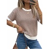image:imageArachampCloz Womens Classic Knit Striped Summer Work Crewneck Sweater TopsBrown