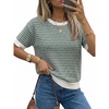 image:imageArachampCloz Womens Classic Knit Striped Summer Work Crewneck Sweater TopsGreen