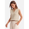 image:imageArachampCloz Womens 100 Cotton Regular Fit Polo V Neck Striped Sweater Vest Casual Tops 2026Apricot
