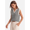 image:imageArachampCloz Womens 100 Cotton Regular Fit Polo V Neck Striped Sweater Vest Casual Tops 2026Black