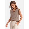 image:imageArachampCloz Womens 100 Cotton Regular Fit Polo V Neck Striped Sweater Vest Casual Tops 2026Brown