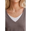 image:imageArachampCloz Womens Wool Blend Patchwork V Neck Casual Sweater TopsCoffee