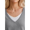 image:imageArachampCloz Womens Wool Blend Patchwork V Neck Casual Sweater TopsHeather Gray