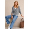 image:imageArachampCloz Womens Wool Blend Patchwork V Neck Casual Sweater TopsHeather Gray