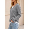 image:imageArachampCloz Womens Wool Blend Patchwork V Neck Casual Sweater TopsHeather Gray
