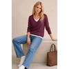 image:imageArachampCloz Womens Wool Blend Patchwork V Neck Casual Sweater TopsWine Red