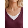 image:imageArachampCloz Womens Wool Blend Patchwork V Neck Casual Sweater TopsWine Red