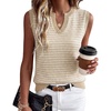 image:imageArachampCloz Womens 100 Cotton Regular Fit Polo V Neck Striped Sweater Vest Casual Tops 2026Apricot